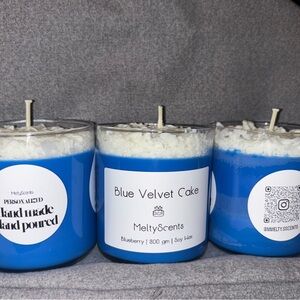 Vibrant Blue Accent Candles in Glass Holders